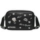 thumbnail image 1 of Bolsa crossbody negra con logos metálicos y letras bordados, 1 of 6