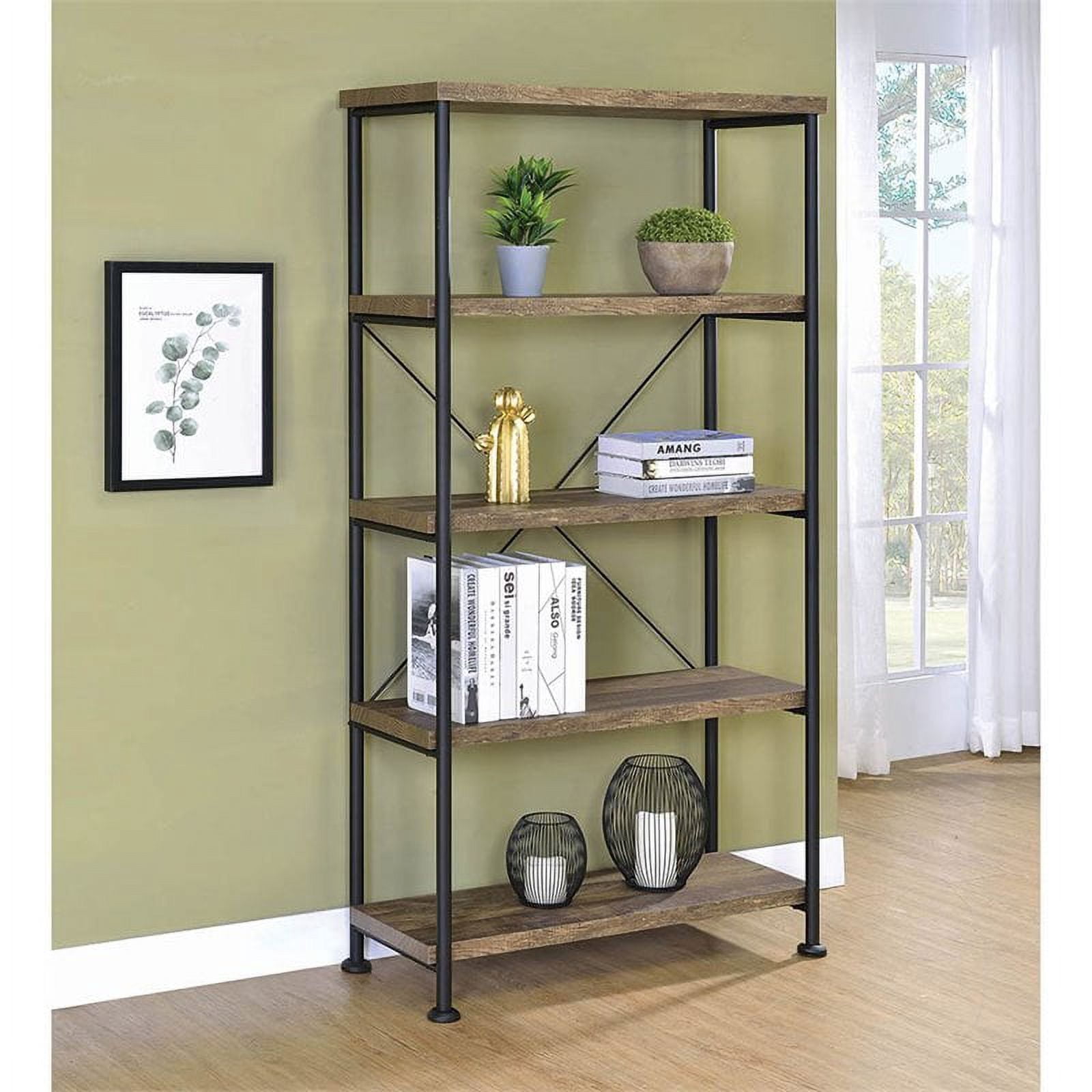 Coaster Furniture Analiese Rustic Industrial Decorative Bookcase - Rustic Oak