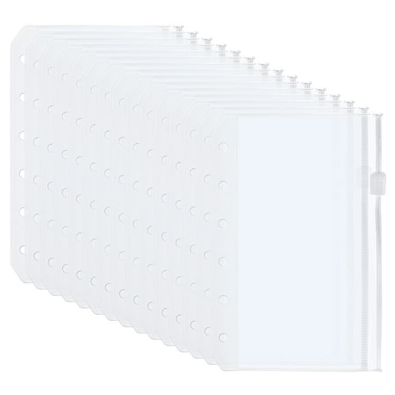 Uxcell A6 Binder Pocket, 30 Pack Zipper 6 Holes Binder Pouch for 6-Ring Notebook Binder, Clear
