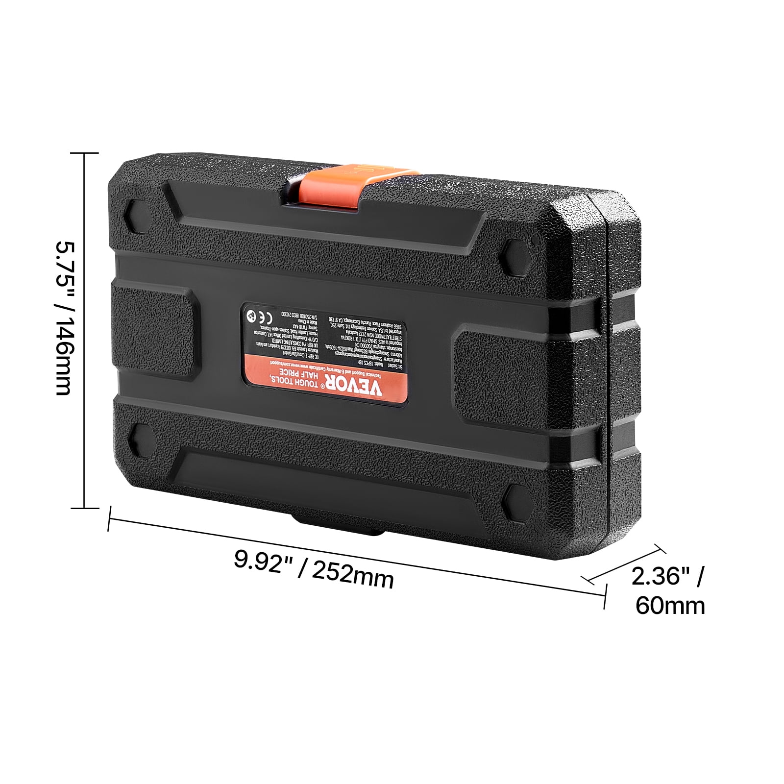 VEVOR Extra Long Allen Hex Bit Socket Set, 18-Piece 3/8 inch Drive, S2 Alloy Steel and Cr-V Steel, Standard SAE and Metric 1/8-Inch-3/8-Inch, 3-12mm, with Enhanced Storage Case, for Mechanics