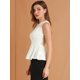 thumbnail image 4 of INSPIRE CHIC Top Peplum Sin Mangas Con Cuello Redondo Y Panel De Encaje De Malla Floral Para Mujer Blanco M, 4 of 7
