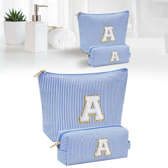 Bradem Makeup Bag Set Initials Cosmetic Bag Birthday for 10 11 12 13 14 15 16 17 18 Years Old Girl Teen Girls Trendy Stuff Personalized Toiletry Bag Travel, Letter Cosmetic Bag Blue