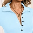 thumbnail image 6 of Lumtrix Women'S Long Sleeve Business Casual Tops Collared V Neck Work Blouse 2026 Fall Summer Button Sim Fitted Blouse Sky Blue L, 6 of 6