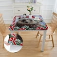 thumbnail image 2 of WYYP Hedgehog Santa Hat Candy Canes Square Tablecloth 100% Polyester Fiber Christmas 36*36, 2 of 8