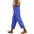 thumbnail image 3 of Axiiglly Women's Capris Pants Casual Loose High Waist Cropped Pants with Pockets Solid Color Holiday Outdoor Trousers S-3XL, 3 of 6