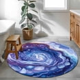 thumbnail image 3 of Round Rugs 4Ft, Modern Blue Round Area Rug Washable Indoor Throw Carpet, Abstract Contemporary Art Moire Soft Non Slip Circle Rug for Kitchen Nursery Room Home Decor Aesthetic, 3 of 8