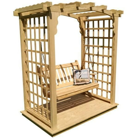 Yellow Pine Cambridge Arbor with Deck & Swing