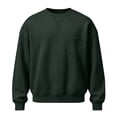 thumbnail image 3 of hoksml Men s Solid Crew Neck Sweatshirt Loose Fit Long Sleeve Chest Pocket for Fall Winter Daily Work Outdoor Comfort, 3 of 4