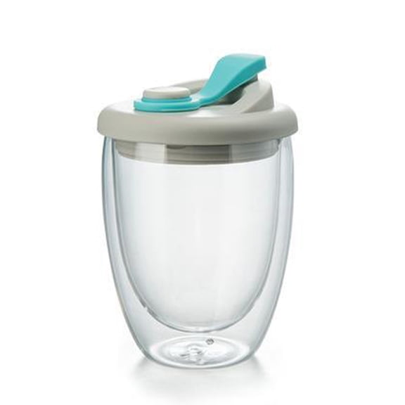 Double Walled Borosilicate Glass Cup Insulated Leakproof Lid Heat & Cold Beverages 250ML 450ML