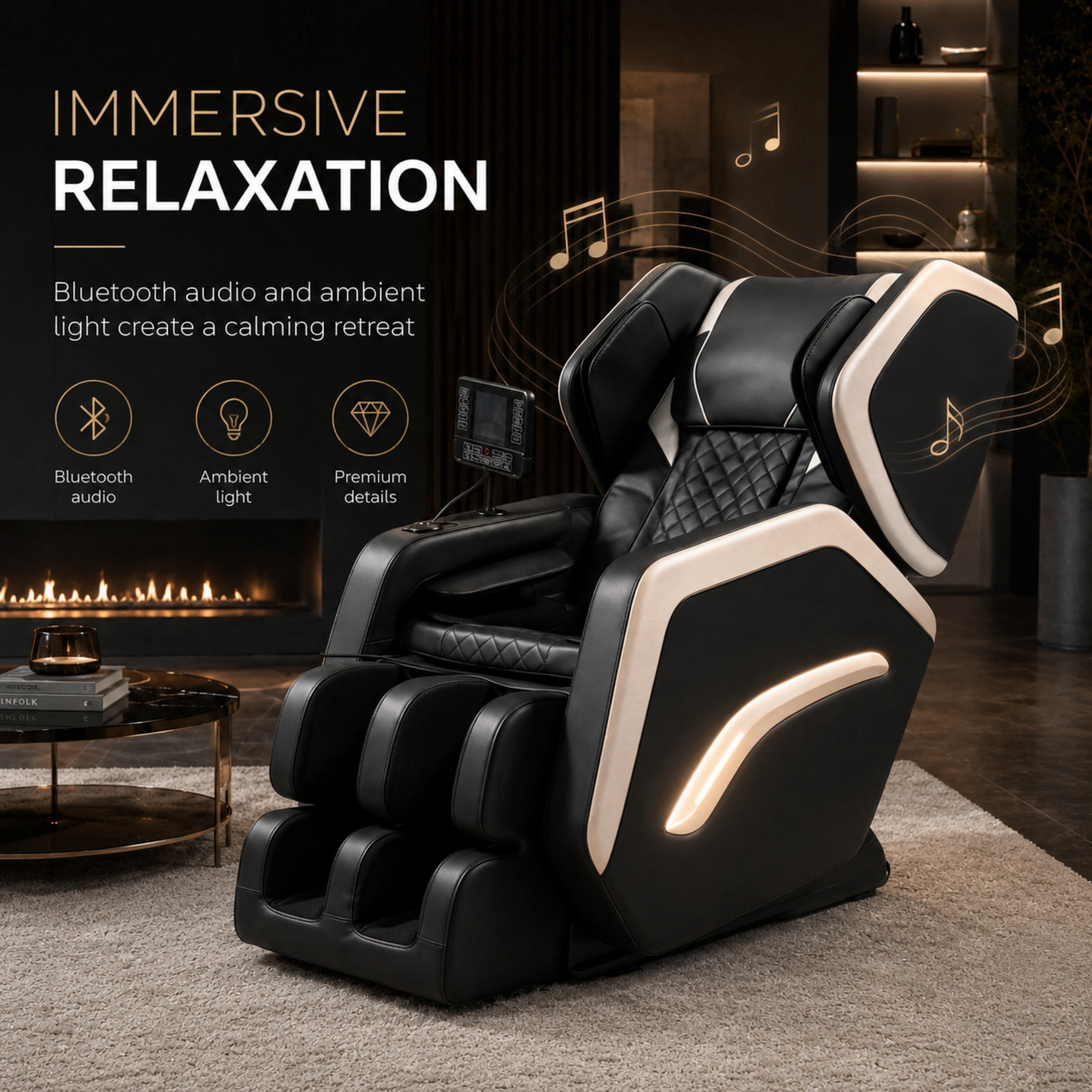 Aenkyo Full Body Zero Gravity Massage Chair Recliner with 8 Fixed Rollers, Foot Massage and Heating, Black