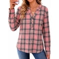 thumbnail image 2 of Fantaslook Womens Plaid Shirts Flannel Button Down Shirts Business Casual Long Sleeve Tops Dressy V Neck Blouses, 2 of 9