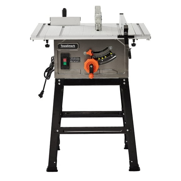 Table Saw, 10-Inch 15-Amp Portable Table Saw 1800W, Cutting Speed Up to 5000RPM, 90° Cross Cut & 0-45° Bevel Cut Adjustable Blade Height for woodworking
