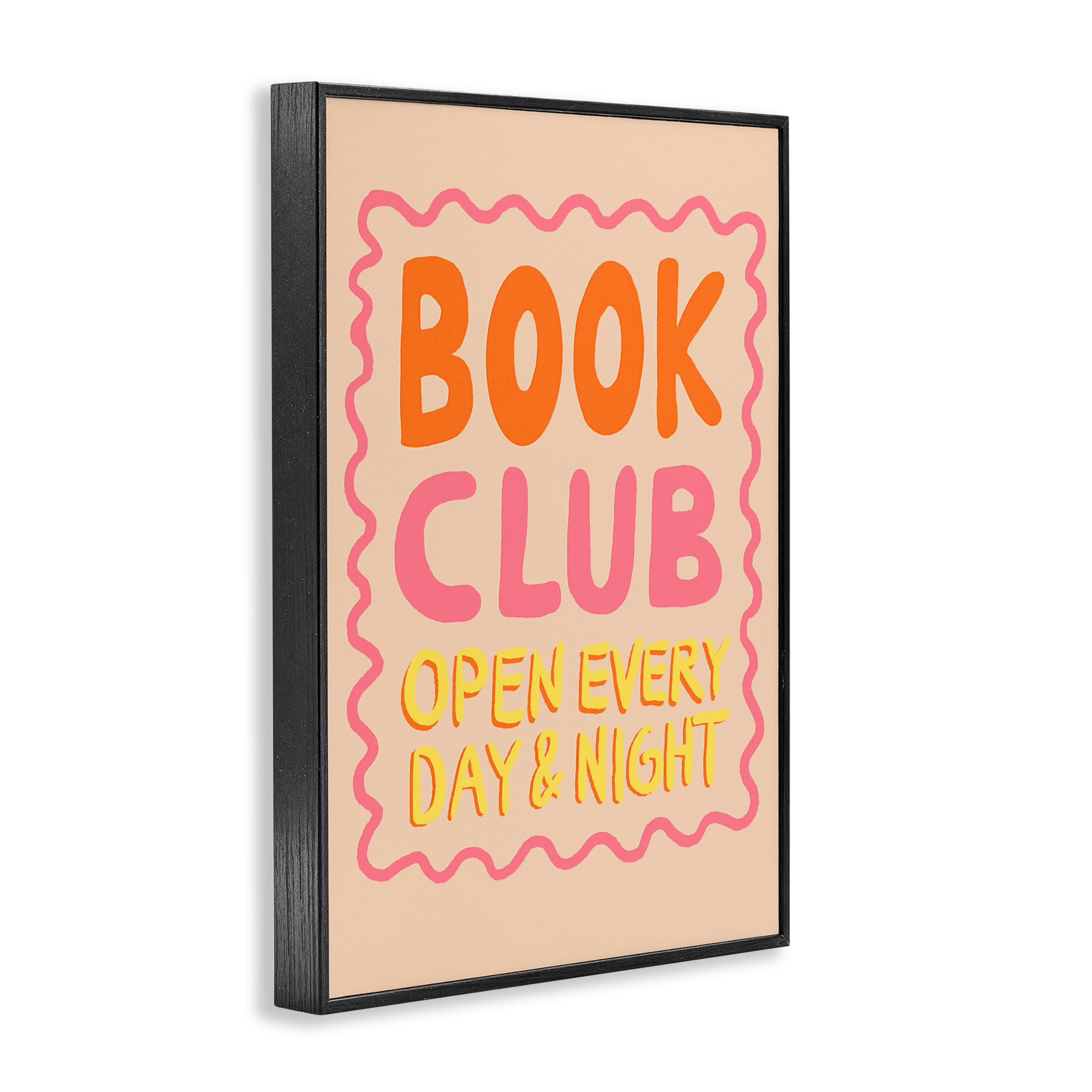 Book Club Day & Night Black Framed Giclee Art, design by Florentina Dolci