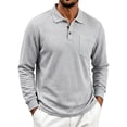 thumbnail image 6 of Guluxicc Men's Henley Shirts with Pocket Button Closure Collared Ribbed Long Sleeve Golf Tops for Business Casual Fall Winter, 6 of 8