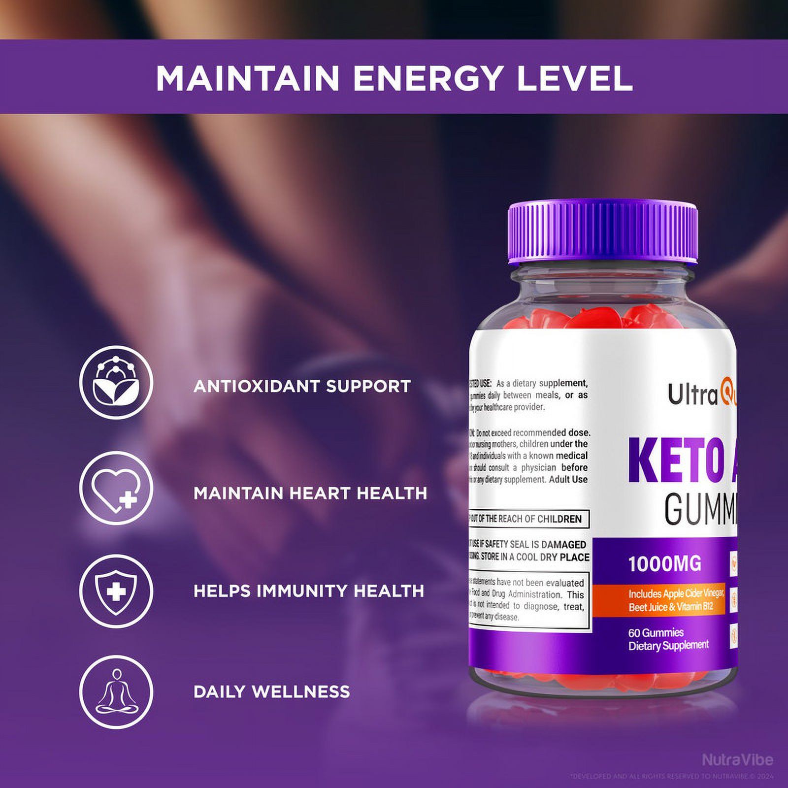 (3 Pack) Ultra Quick Keto Gummies, Maximum Strength Keto + ACV, Advanced Weight Loss Supplement for Stubborn Fat, 1000MG plus Keto Vitamins, UltraQuick Reviews (180 Gummies)