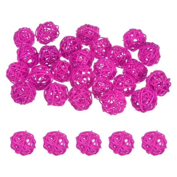 Uxcell 25-Pack Wicker Rattan Balls 30mm/1.2 Inch Decorative Rattan Balls for Christmas Weddings Thanksgiving Fuchsia