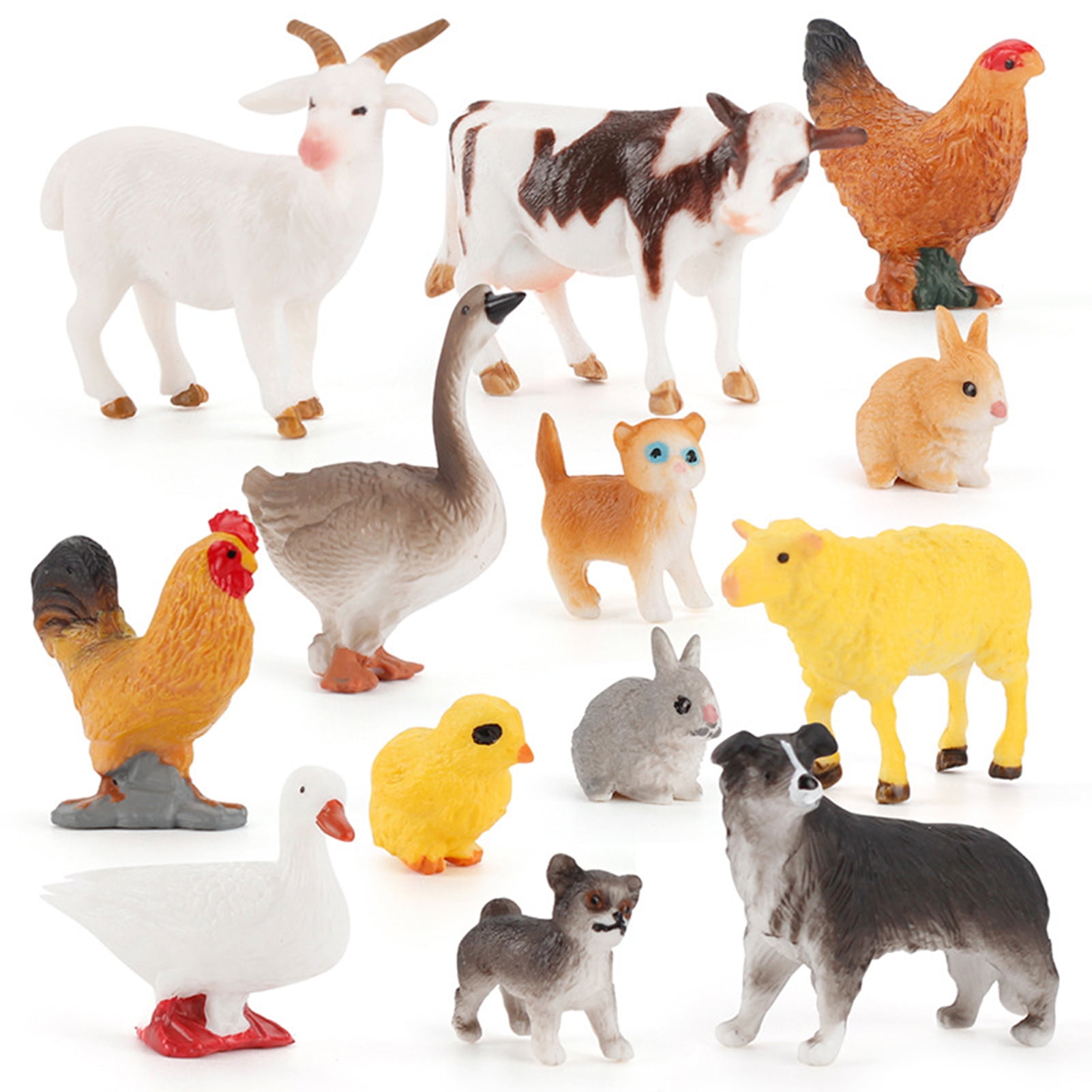 10 Mini plastic farm animals 5cm Cow Sheep pig duck donkey 