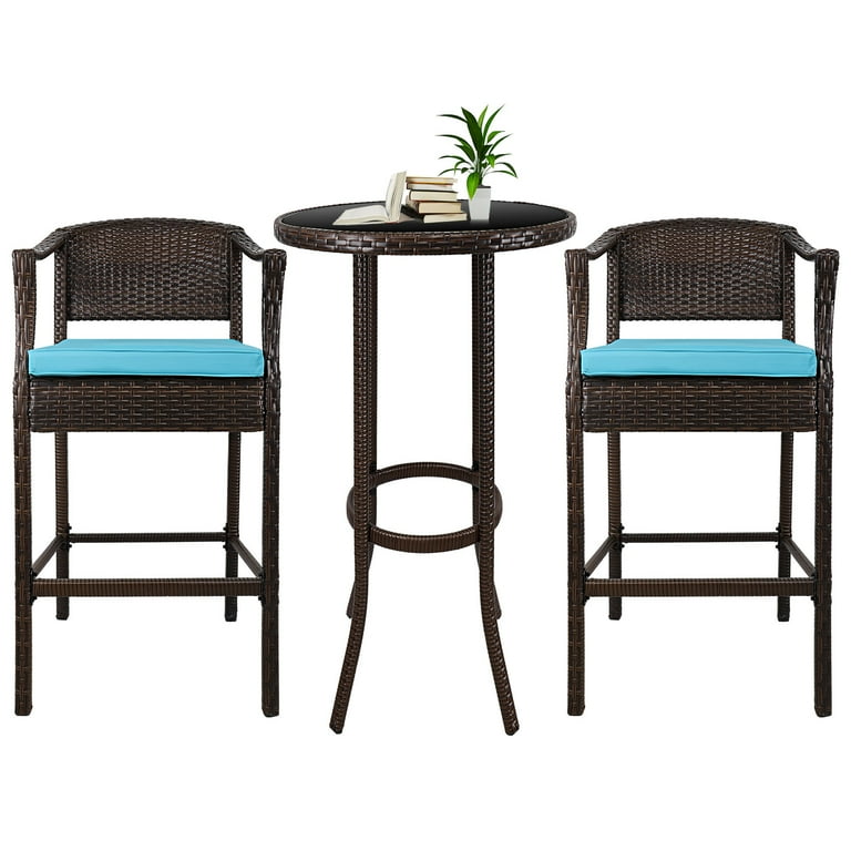 High top wicker table and chairs sales