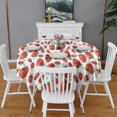 thumbnail image 2 of Strawberry Plants Fruit White Pattern Round Tablecloth 60"x60",Wrinkle Wipeable Table Cloth for Kitchen Dining Room Picnic Patio Party, 2 of 6