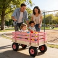 thumbnail image 5 of Wooden Pink Garden Wagon for Kids & Adults - Durable Utility Cart for Yard Work, Toy Storage & Outdoor Adventures, 5 of 20