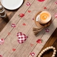 thumbnail image 3 of Valentine's Day Table Runner - 72 Inch Long Gnomes Roses Loves Romantic Plaid Wood Cotton and Linen Blended Dress Scarves Farmhouse Table Runner for Kitchen Dining, Coffee Table, 13" x 72", 3 of 8