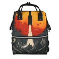 thumbnail image 1 of Fotbe Retro Space Rocket Launch Mochila Maternidad - Lona de Sarga Impermeable, Mochila de Pañales de Gran Capacidad con Múltiples Bolsillos y Correas Ajustables, 1 of 6