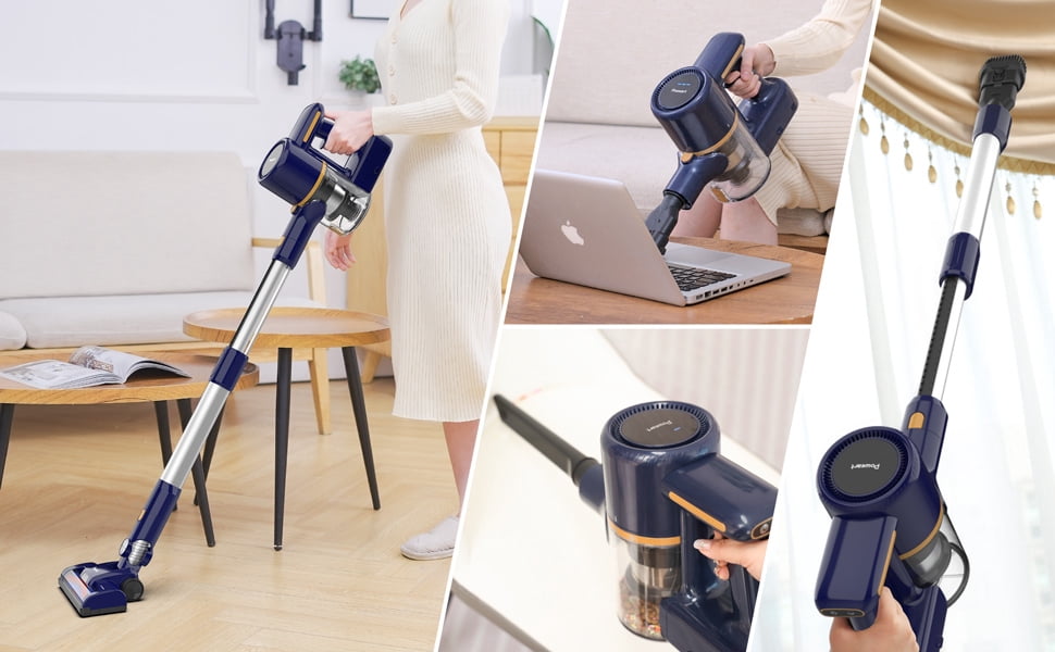 Homadio Cordless Vacuum Cleaner, 6 in 1 Lightweight Stick Vacuum, 2200mAh Quick-Charge, Noise Reduction for Home Pet Hair Carpet Hard Floor