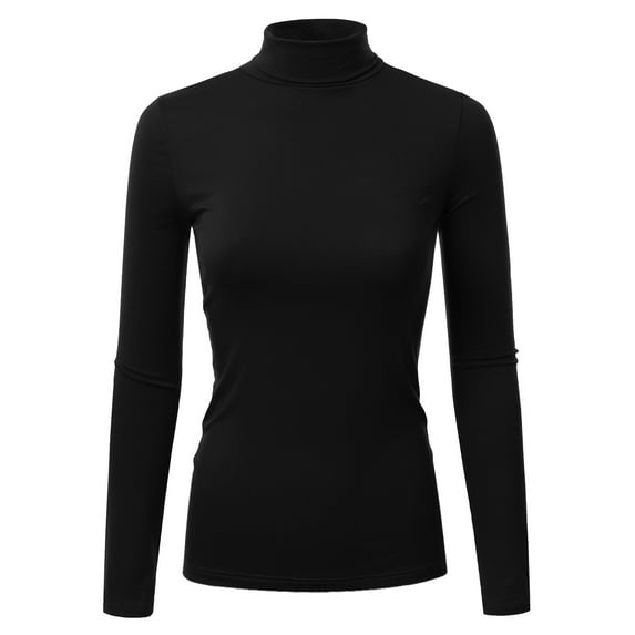 Doublju Women's Long Sleeve Turtleneck Lightweight Pullover Top Sweater with Plus Size