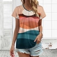 thumbnail image 3 of Ocean Sunset Layers Women's Blouse Short Sleeve Women's Top T-Shirt Spring Summer Clothes, 3 of 7