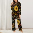 thumbnail image 3 of Kll Sunflowers Leaves Print Women'S Long Sleeve Pajamas With Pants Sleepwear Loungewear 2 Set-Xx-Large, 3 of 9