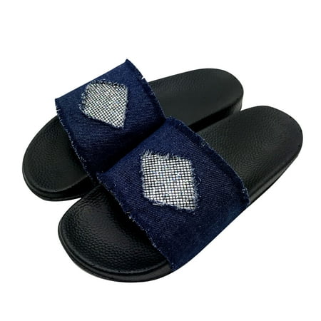 

Inkach Womens Summer Craft Flashing Shoes Fashion Denim Flat Slippers