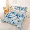 thumbnail image 2 of Erosebridal Teens Gradient Watercolor Butterflies Full Size Comforter Sets 3 Pieces,Abstract Flowers Bedding Sets For Girls Boys,Blue White,Grey Reversible, 2 of 6