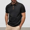 thumbnail image 2 of MIXUE Polo Shirts For Men Summer Line Solid Color Lapel Button Down Short Sleeve Fashion Casual Comfortable Breathable Tee Shirts Activewear,Black,XXL, 2 of 4