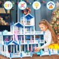thumbnail image 5 of Dollhouse for Girls, 14 Rooms Pretend Play Toddler Dollhouse Playset with Colorful Light, Furniture & Accessories, Gifts for Girls Aged 3 4 5 6 7 8 Years Old, 5 of 8