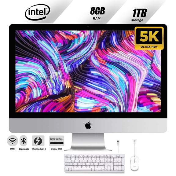 Restored Apple iMac (2017) - Intel Core i5 - 27-inch Display (5K)- 3.4GHz - 8GB RAM, 1TB Fusion - Silver - MNE92LL/A (Refurbished)