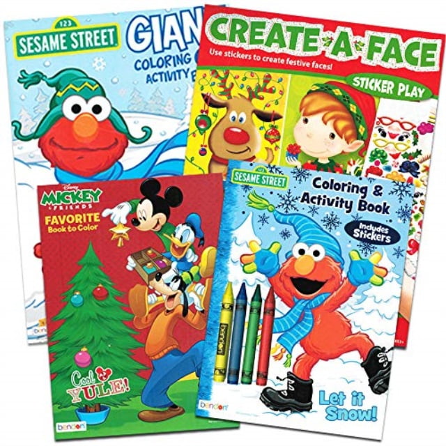 Download Christmas Coloring Books Set for Kids Toddlers with Crayons and Stickers 4 Holiday Christmas ...