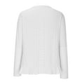 thumbnail image 6 of GA WEIHUA Womens Casual Ruffle Hem T Shirts Dressy Casual Crew Neck Tops 2025 Fashion Hollow Out Lace Embroidered Blouses Shirts Long SLeeve Soft Blouse Loose Fit Tees(White,L）, 6 of 7