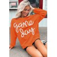 thumbnail image 6 of Women's Russet Orange Tinsel Game Day Drop Shoulder Graphic Sweatshirt | [ZhiHiMeRi] | (US 12-14)L, 6 of 6