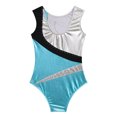 thumbnail image 2 of YIZYIF Kids Girls Metallic Ballet Dance Leotard Sparkle Rhinestones Sleeveless One Piece Gymnastics Unitard Blue 14, 2 of 5