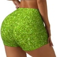 thumbnail image 2 of Fotbe Lime green glitter Seamless Shorts, Womens Workout Shorts High Waist Stretch Booty Short for Gym/Yoga/Running/Biking-Large, 2 of 9