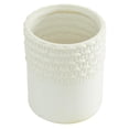 thumbnail image 5 of DecMode 9", 8", 7"H White Ceramic Textured Decorative Jars with Wood Lids and Black Beaded Accents, 3-Pieces, 5 of 14