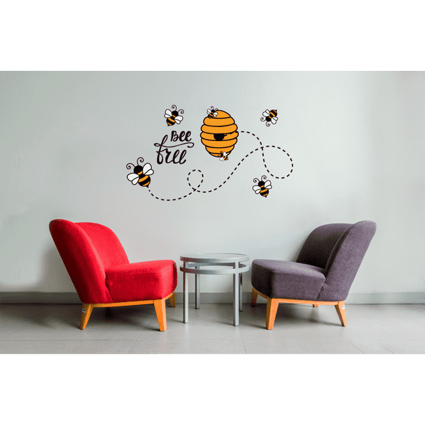 Bee Free Honey Bees Hive Cute Cartoon Decors Wall Sticker Art Design