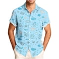thumbnail image 2 of Gamivast Men's Button Down Shirts Short Sleeve Nautical Fish Starfish Print Beach Tops Summer Vacation Hawaiian Tee Breathable Soft Casual, 2 of 6