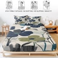 thumbnail image 5 of King Size Fitted Sheet Set - Navy Blue Green Floral 3 Piece Bedding Sets 16" Deep Pocket Fitted Sheet with 2 Pillowcases, Vintage Botanical Leaves Brushed Microfiber Hotel Luxury Bed Sheets, 5 of 9
