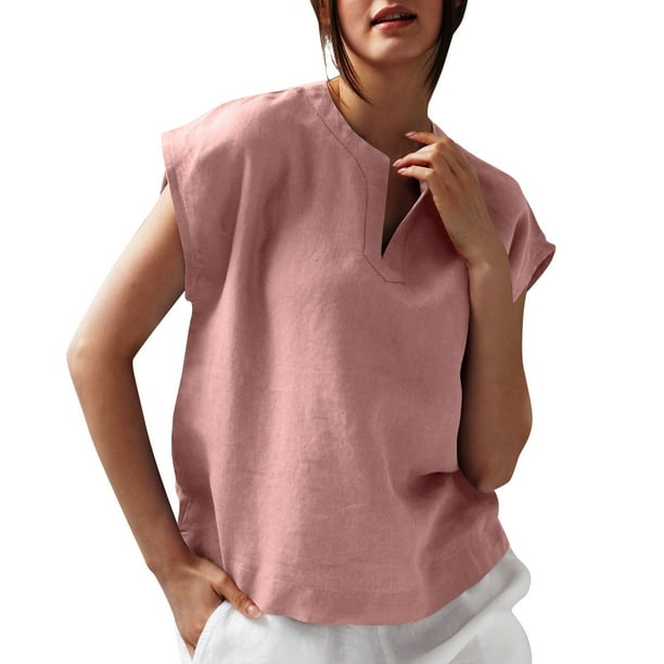 Eres Más Que una Camisa de Puntuación de Prueba Sexy de Manga Corta Lentejuelas Suelta Camisa de Blusa con Cuello en V, Poliéster