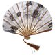 thumbnail image 2 of 2X Tela de Flor de Peonía Gris China Bamboo Folding Dancing Hand Fan Blanco, 2 of 7