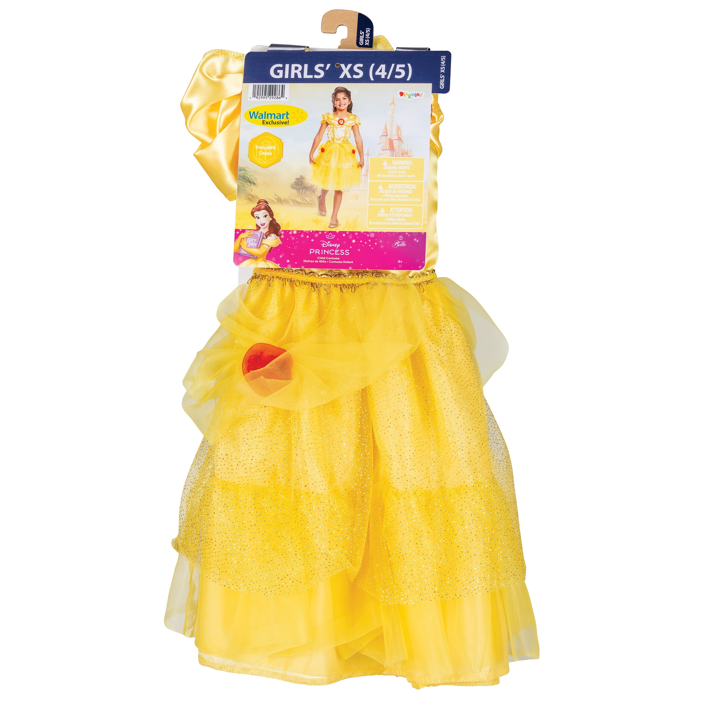 Disney Beauty & The Beast Belle Halloween Costume for Children, Girls Size XS (4/5), by Disguise