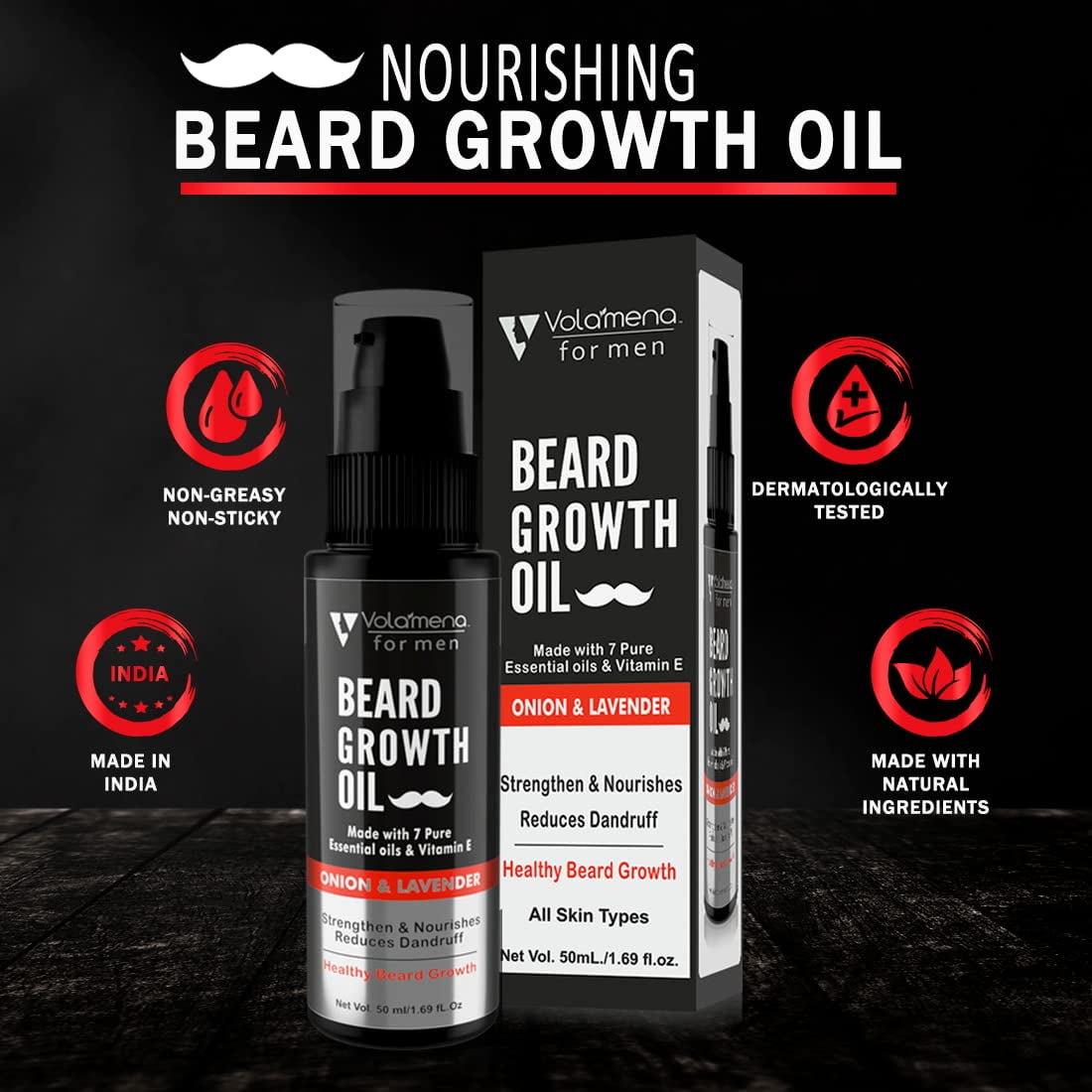 Our Onion & Lavender Beard Growth Oil Absorbs Quickly To Treat Dry