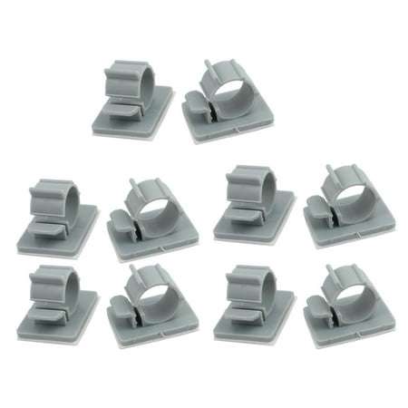 

10Pcs TS-1214 Self Adhesive Adjustable Cable Tie Sticker Clip Diameter 14mm Gray
