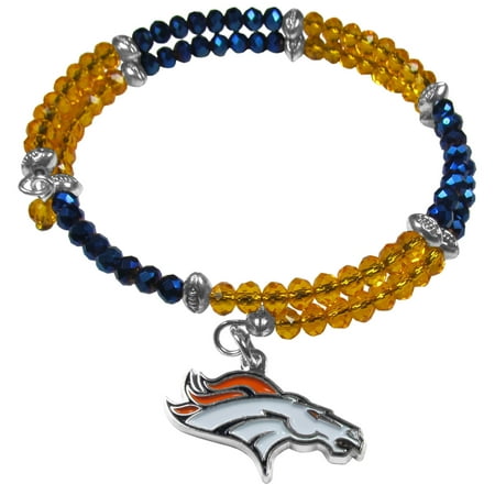 Leather Denver Broncos Bracelets - NFL Denver Broncos Memory Wire Crystal Bracelet
